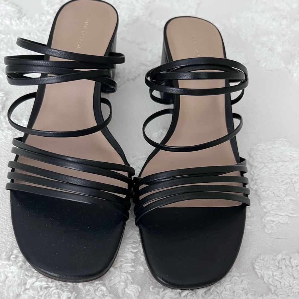 Ann Taylor black leather sandals.